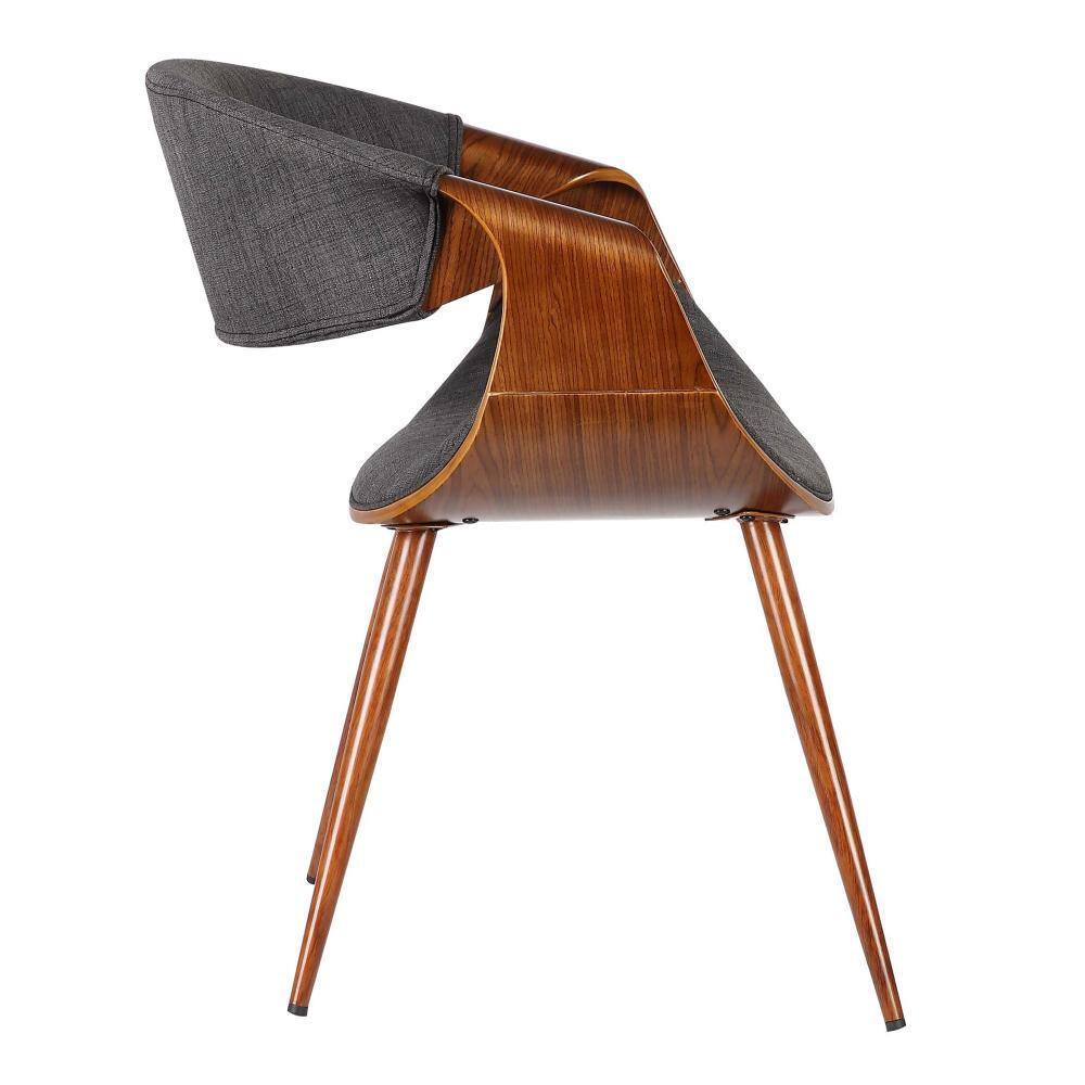 Charcoal Upholstered Walnut Wood Mid-Century Side Chair