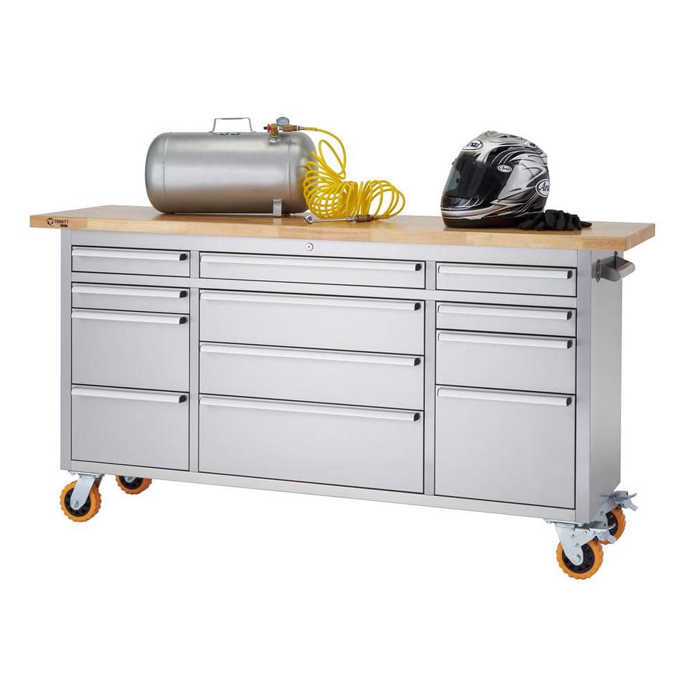 72 in. Stainless Steel Rolling Workbench