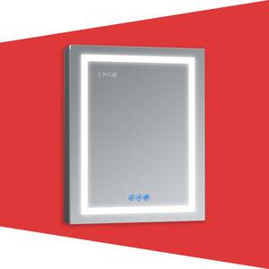 RUBINI 24 in.W x 32 in.H LED Medicine Cabinet Recessed Surface Clock Dimmer Defogger Cosmetic Mirror Outlet USB L-Hinge