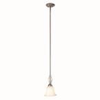 Glasswood 1-Light Brushed Nickel Mini Pendant with White Frost Glass Shade