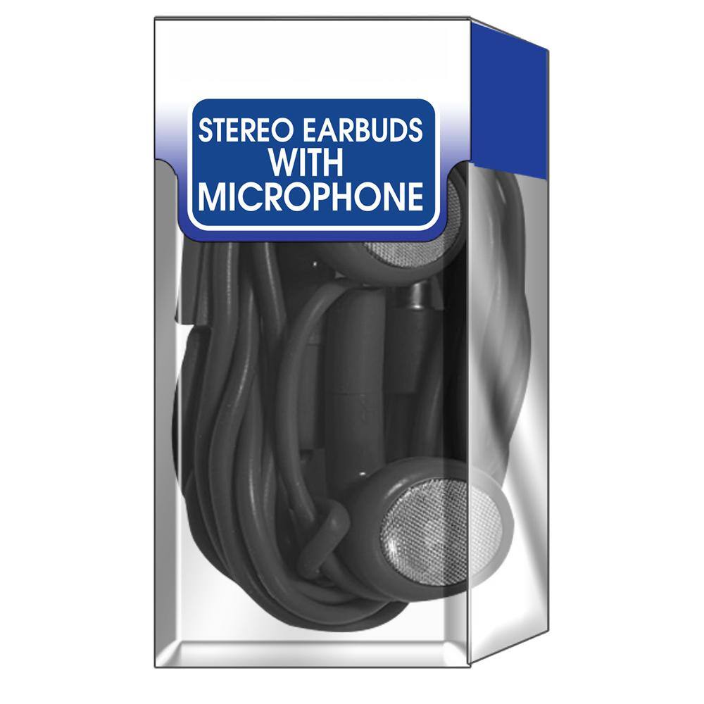 Earbuds With Inline Microphone, Black BL2030 The Home Depot