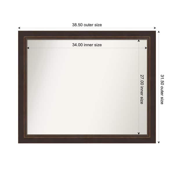 Amanti Art Lara Bronze 38.5 in. W x 31.5 in. H Custom Non-Beveled Wood Framed Bathroom Vanity Wall Mirror