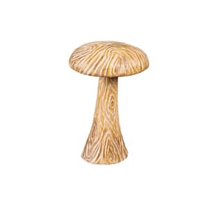 10 in. Wood Look Resin Mushroom Statuary