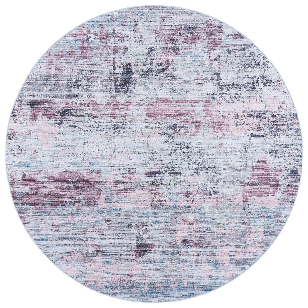 Tac Rug SAFAVIEH Tacoma Plum/Green 8 ft. x 8 ft. Machine Washable Distressed ...