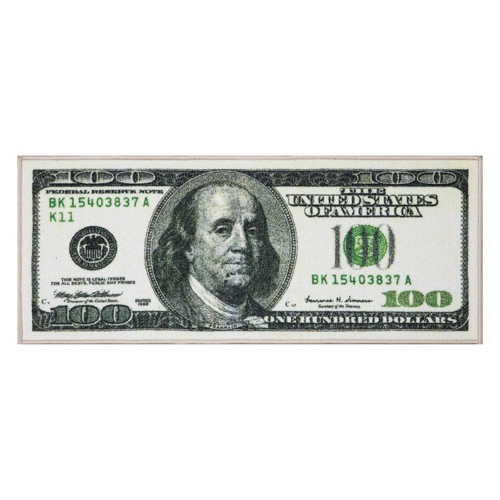 Ottomanson 100 Dollar Bill Collection Non-Slip Rubberback Money 17x43 ...