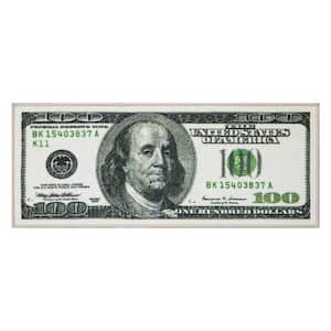 100 Dollar Bill Collection Non-Slip Rubberback Money 17x43 Money Rug, 17 in. x 43 in., Green/Multicolor
