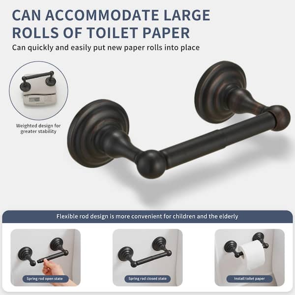 Traditional Spring Wall Mounted Towel Bar Towel Rack/Toilet Paper Holder Toilet Roll Holder in Oil Rubbed Bronze(2-Pack)