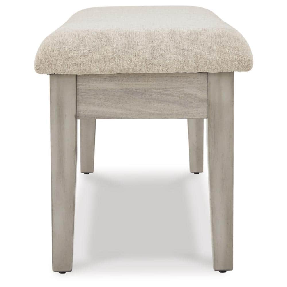 Modern Farmhouse 49" Beige Cushioned Storage Bench with Gray Finish