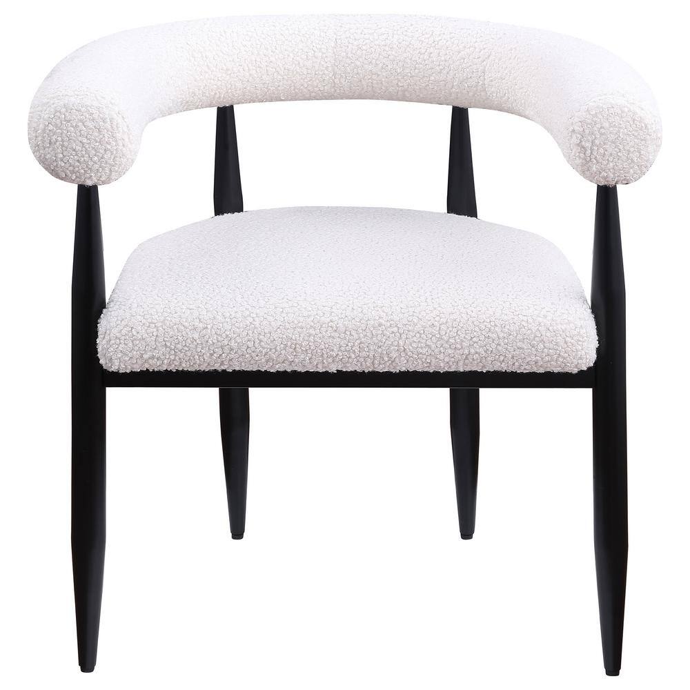 Cream Boucle Upholstered Metal Frame Arm Chair Set