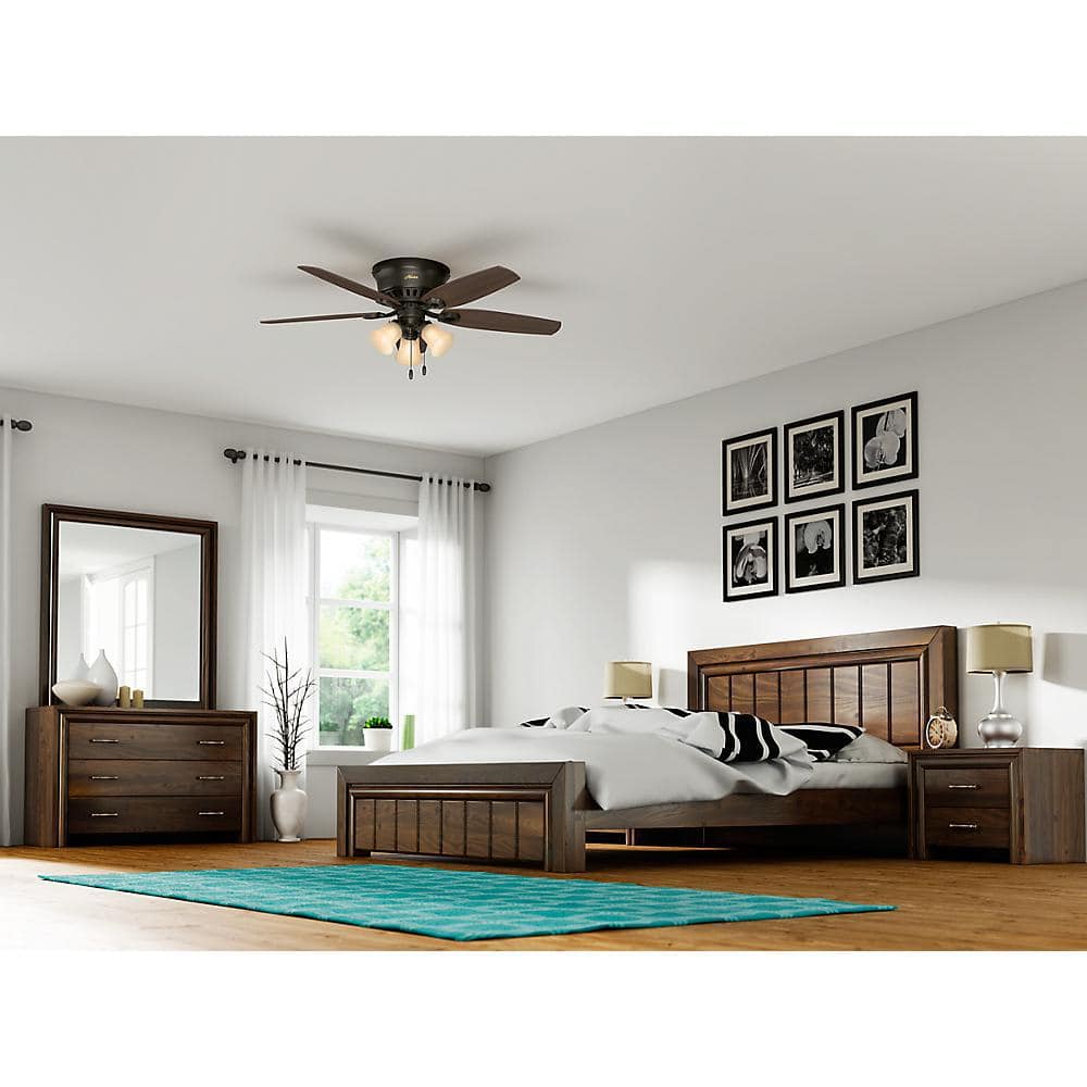 Hunter Low Profile 52" Bronze Ceiling Fan with LED Light and Remote Control