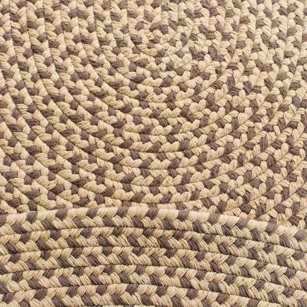 Handmade Beige and Brown Oval Braided Cotton Rug 4' x 6'