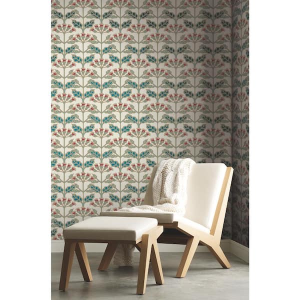 60.75 sq. ft. Tracery Blooms Unpasted Wallpaper