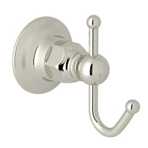 Italian Bath Single Robe Hook in Polished Nickel