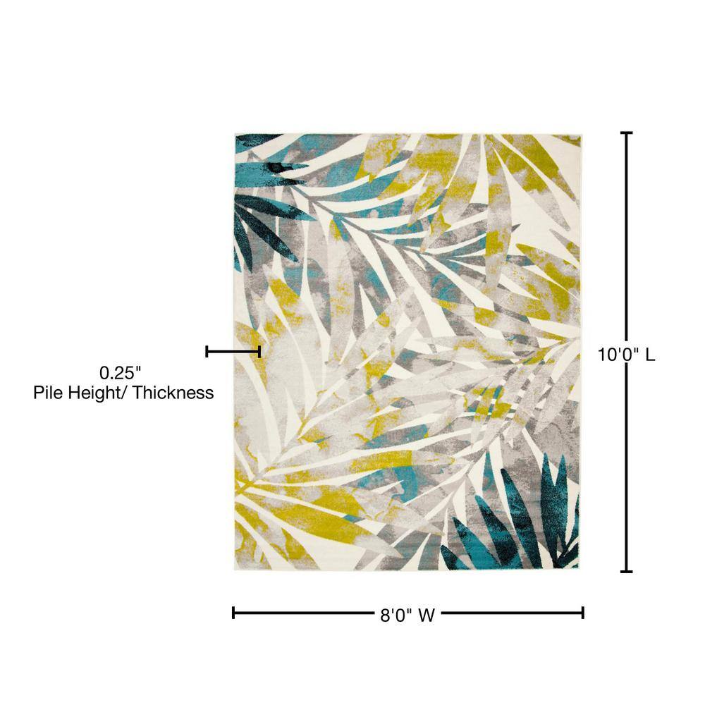 Elysian Fields Gray & Green Floral Synthetic 8' x 10' Rug