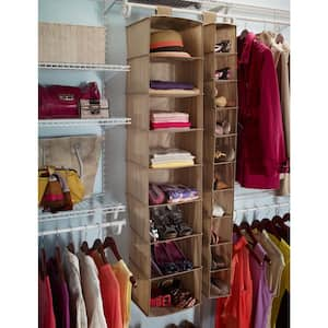 54 in. H Mocha Polypropylene Hanging Closet Organizer