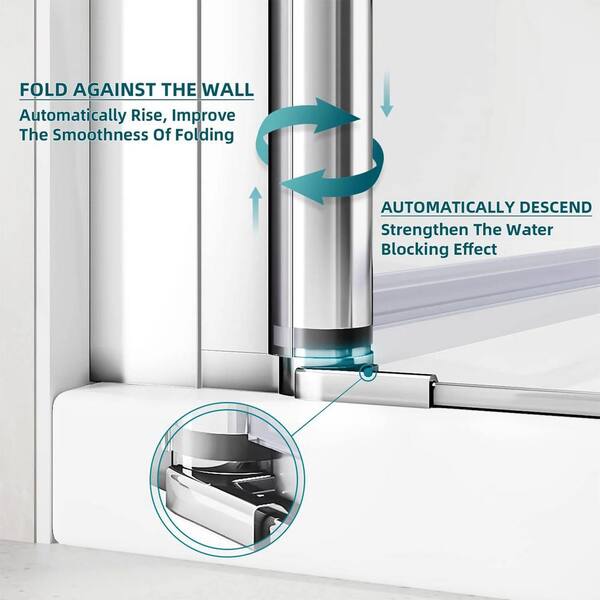 WELLFOR 32 in. W x 72 in. H Bifold Frameless Shower Door with Tempered Clear Glass in Chrome