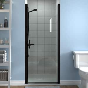 32-33 in. W x 72 in. H Fold Pivot Frameless Swing Corner Shower Panel with Shower Door in Black with Clear Glass