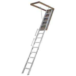10 ft. to 12 ft. 25.5 in. 350 lbs. Load Capacity Fire Treated Aluminum Attic Ladder