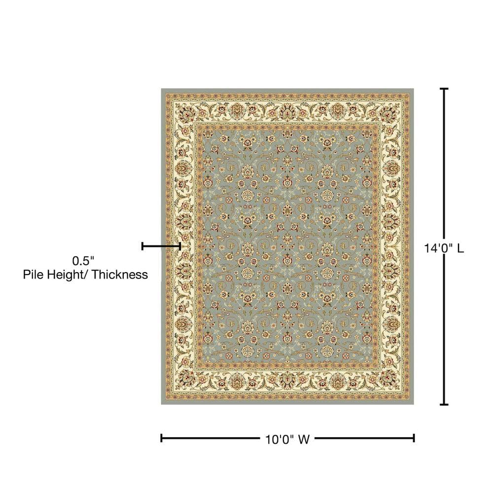 Lyndhurst Light Blue and Ivory Synthetic 10' x 14' Rectangular Area Rug