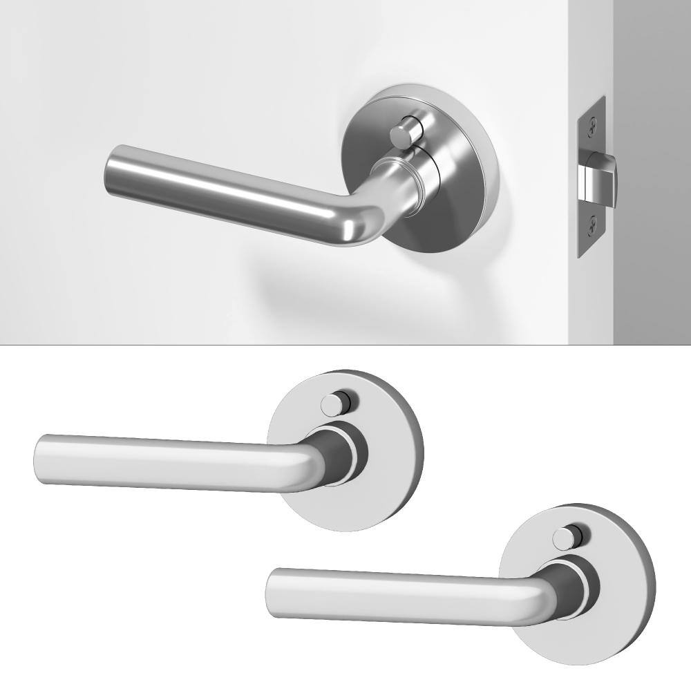 Arc Metal Chrome Privacy Bed/Bath Round Door Handle with Push Button and Round Rosette 2-Pack price history on PriceWatchPro