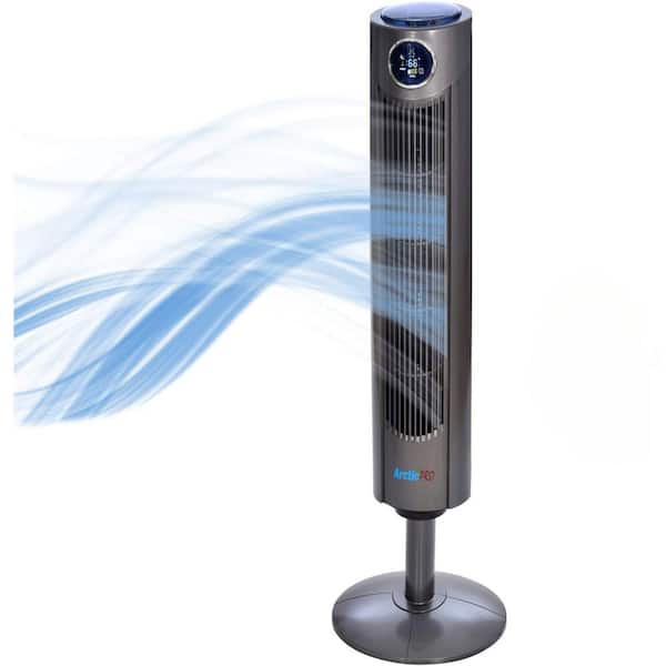 42 in. 3 Fan Speeds Oscillating Tower Fan in Dark Gray with Remote Control