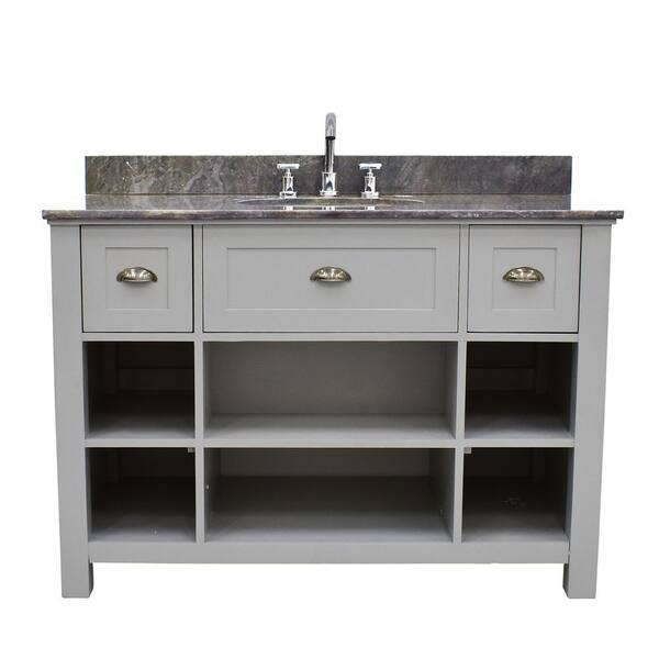 222 Fifth Provident 48 in. W Bathroom Vanity in Grey with Cultured Marble Vanity Top in Grey with White Basin