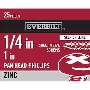 #14 x 1 in. Zinc Plated Phillips Pan Head Sheet Metal Screw (25-Pack)