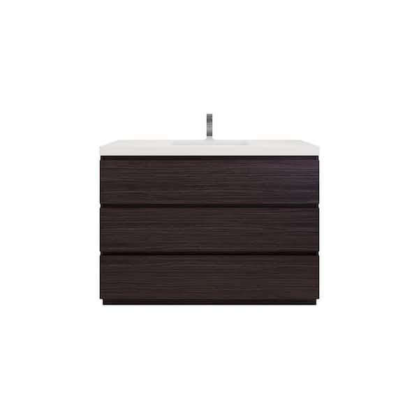 Moreno Bath Angeles 48 in. W Vanity in Dark Gray Oak with Reinforced Acrylic Vanity Top in White with White Basin