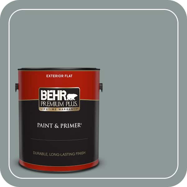 BEHR PREMIUM PLUS 1 gal. #ECC-61-3 Evening Fog Flat Exterior Paint & Primer