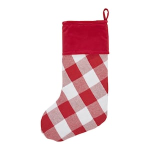 20 in. Annie Red Check Farmhouse Christmas Stocking