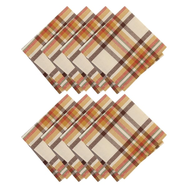 Russet Harvest Woven Plaid Napkins, Set of 8, Multicolor - 17"W x 17"L