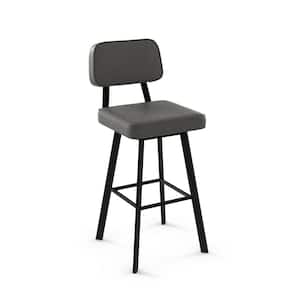 Clarkson 30 in. Black Metal Grey Polyurethane Bar Stool