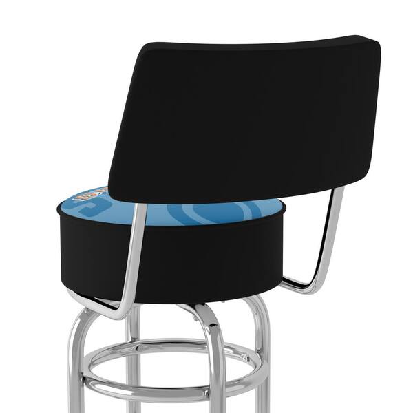 Tampa Bay Lightning Watermark 31 in. Blue Low Back Metal Bar Stool with Vinyl Seat