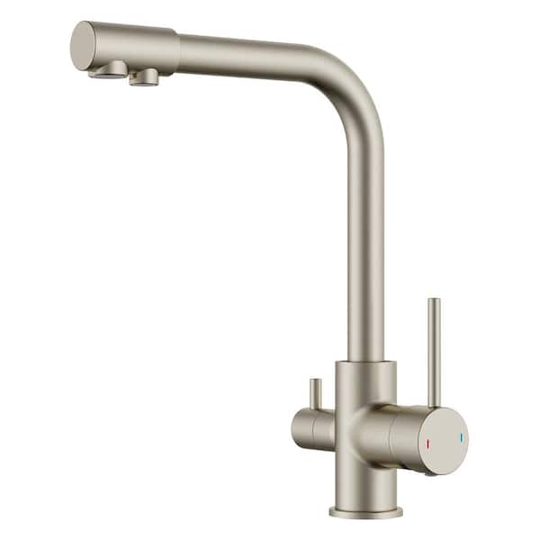Forious pro Double Handle Pull Down Sprayer Kitchen Faucet with Water Filtration in Brushed Nickel