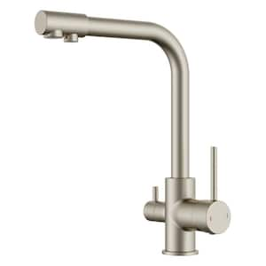 Double Handle Pull Down Sprayer Kitchen Faucet with Water Filtration in Brushed Nickel