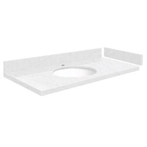 Silestone 40.25 in. W x 22.25 in. D Quartz White Round Single Sink Vanity Top in Statuario