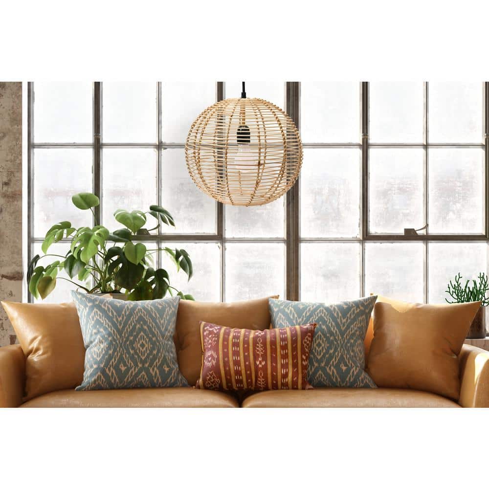 Natural Handwoven Rattan Globe Pendant Light, 13.25"