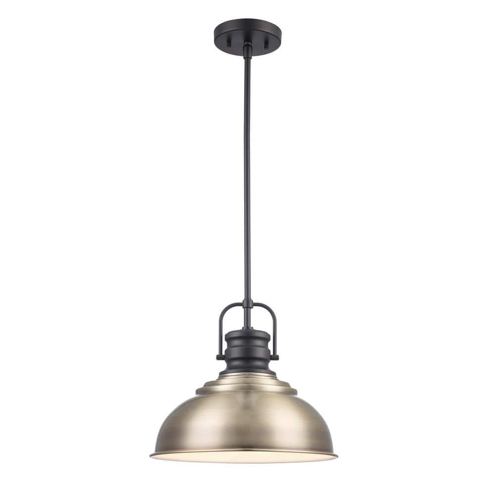 Home Decorators Collection Shelston 1-Light Antique Gold Hanging Kitchen Pendant with Metal Shade