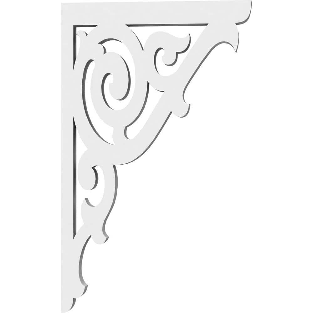 White PVC Decorative Architectural Grade Bracket, 5/8"W x 5 1/2"D x 9"H