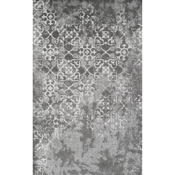 8 X 11 Gray, Ivory Oriental Runner Rug