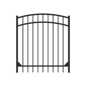 Athens 4 ft. W x 4 ft. H Gloss Black Aluminum Metal Flat Top Design Fence Arched Walk Gate