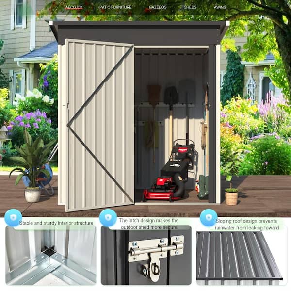 AECOJOY 5 ft. W x 3 ft. D Metal Shed with Single Lockable Door
