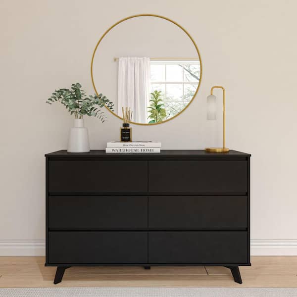 Max & Lily Scandinavian 6 Drawer Dresser, Black