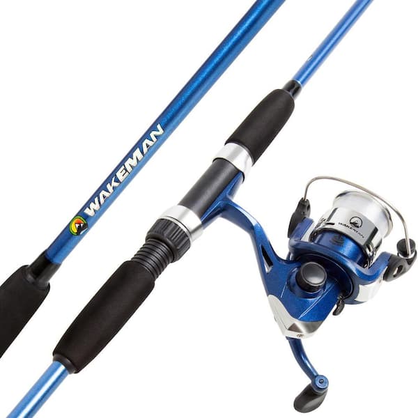 Wakeman Outdoors Swarm Series Spinning Rod and Reel Combo in Blue Metallic