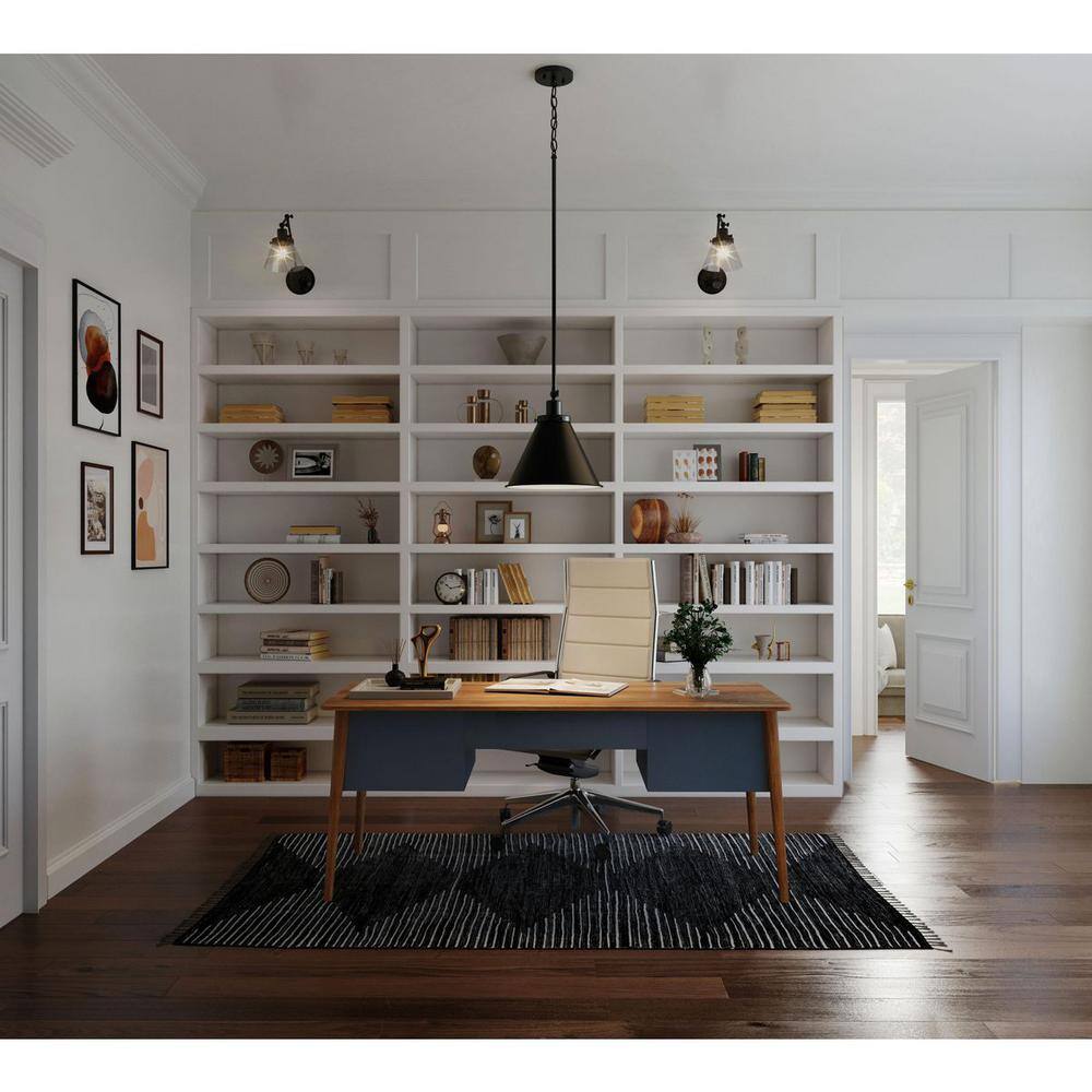 Hinton Matte Black 16" Cone Pendant Light