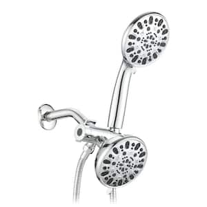 Single-Handle 7-Spray Settings Round High Pressure Shower Faucet with Dual Shower Heads in Chrome Valve Included