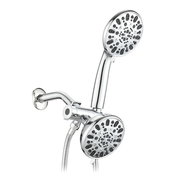 YASINU Single-Handle 7-Spray Settings Round High Pressure Shower Faucet with Dual Shower Heads in Chrome