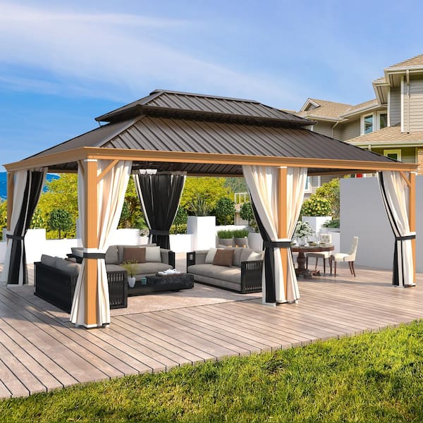 HOMMOW 12 ft. W x 18 ft. D Aluminum Patio Gazebo XWG-291MS - The