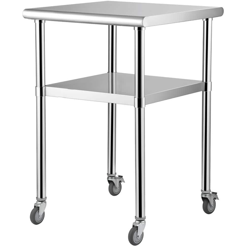 24" x 24" Stainless Steel Work Table with Wheels