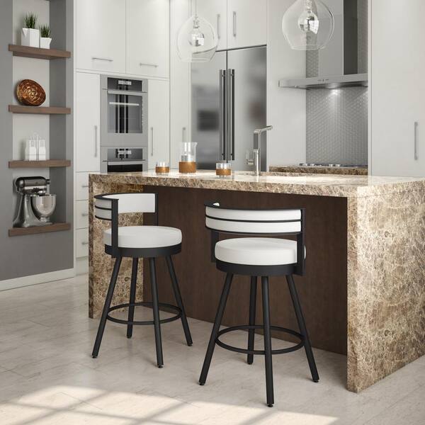 Black Metal Counter Stool 44542 26 25dh, White Leather Kitchen Counter Stools